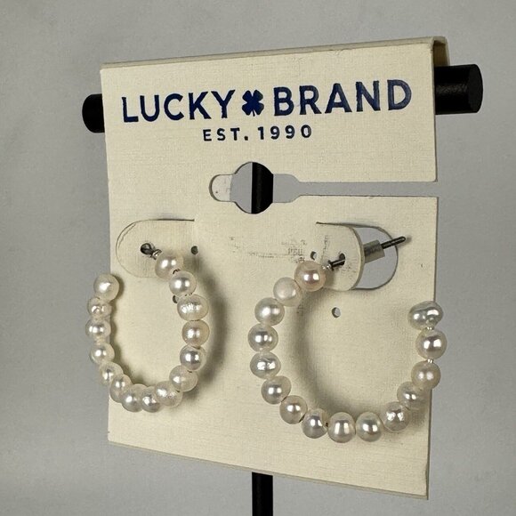 Lucky Brand Pearl Hoop Earrings NWT - Picture 4 of 8